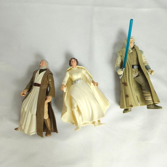 VTG 90s Star Wars Kenner Luke Skywalker Obi-Wan Kenobi Leia Action Figures Toys - Picture 1 of 9